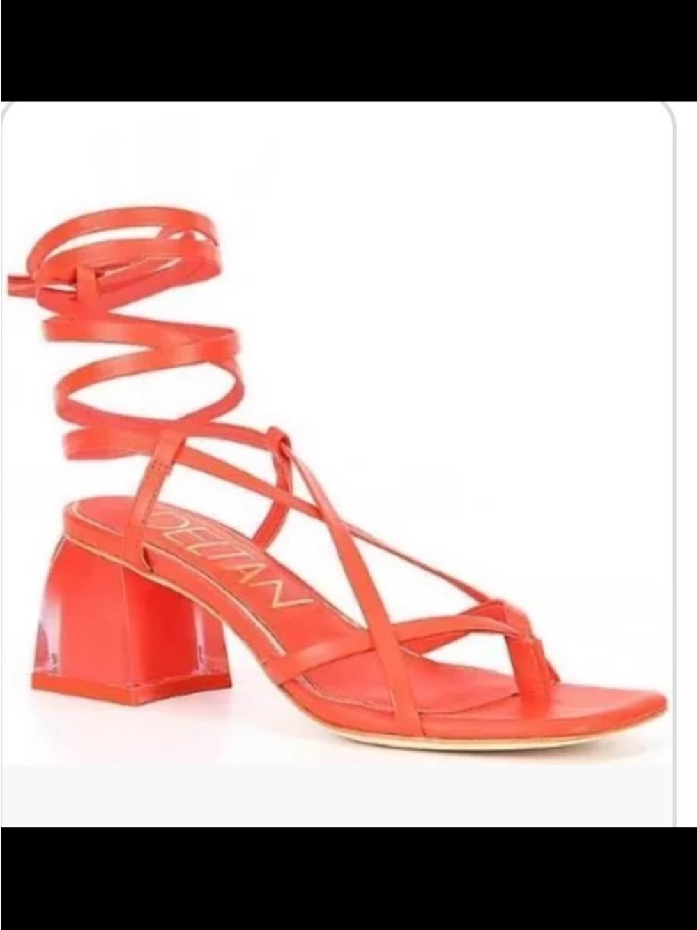 Strappy Block Heel Sandal in Coral